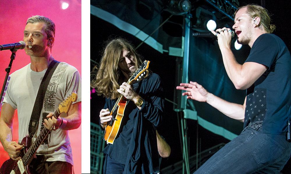Bush’s Gavin Rossdale, left. Daniel Wayne Sermon and Dan Reynolds of Imagine Dragons.